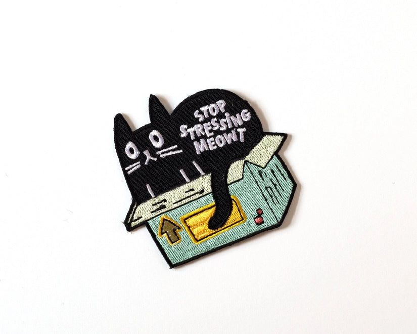 #120 Stop Stressing Meowt Cat Iron-On Patch