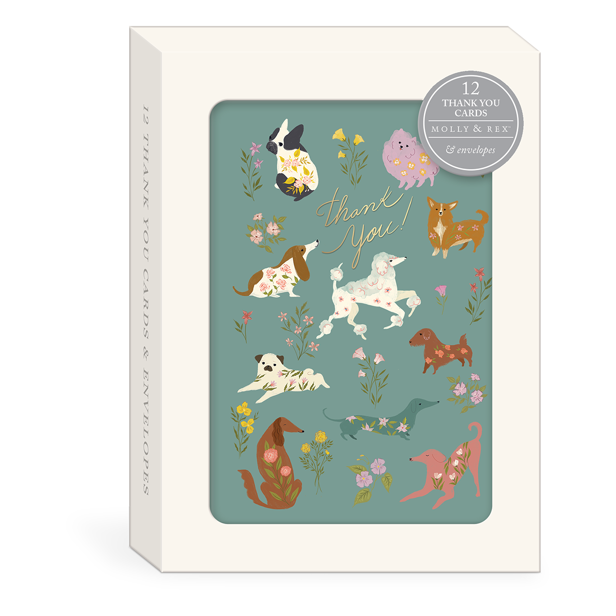 Flower Pets Dogs Thank You Boxed Note Cards