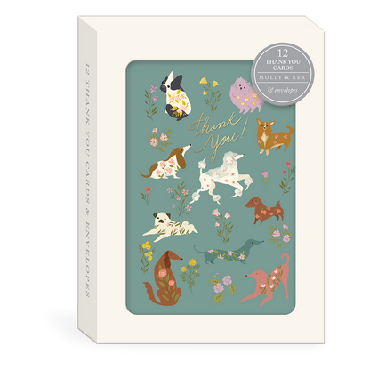 Flower Pets Dogs Thank You Boxed Note Cards