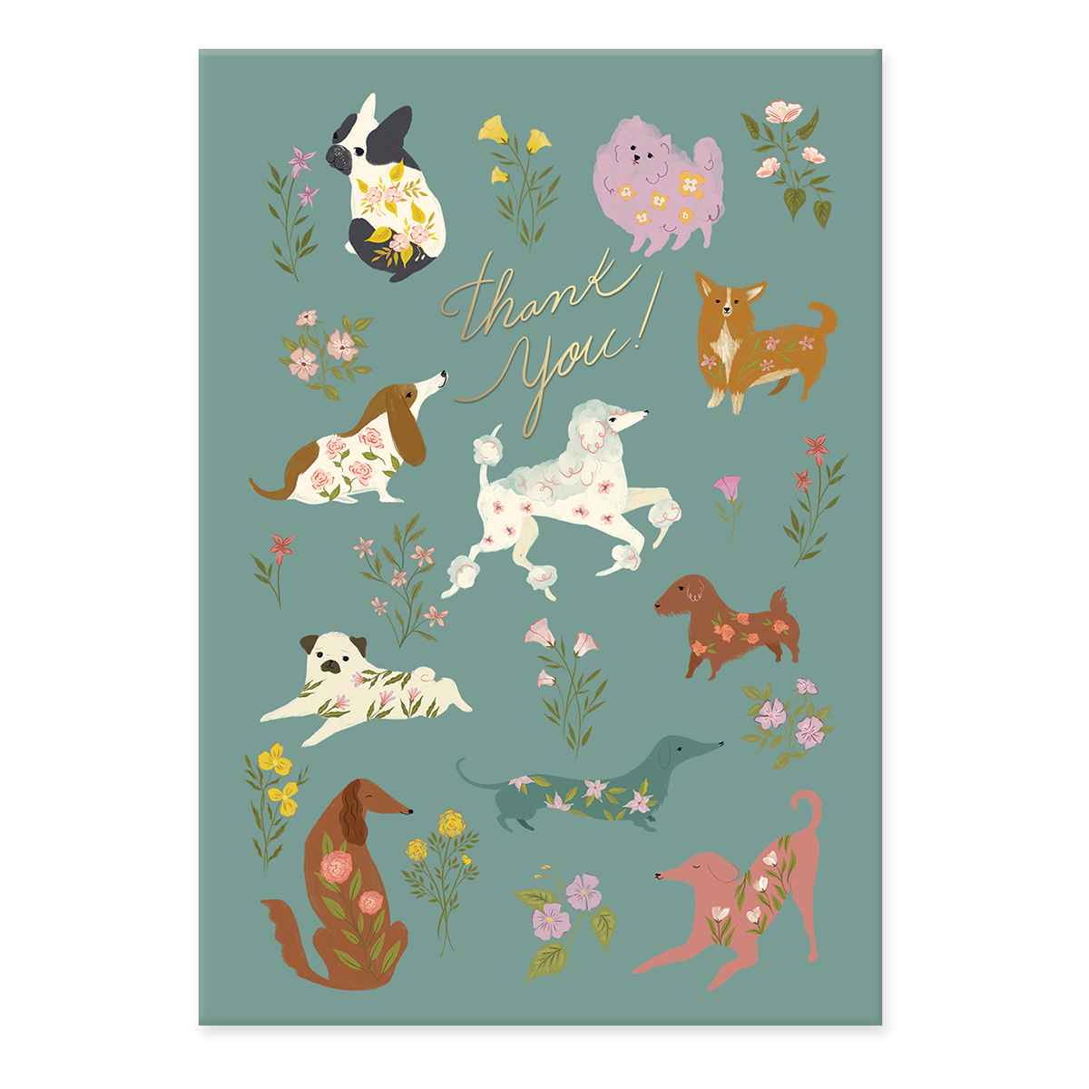 Flower Pets Dogs Thank You Boxed Note Cards