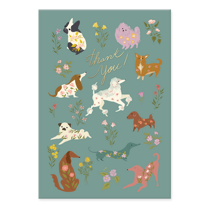 Flower Pets Dogs Thank You Boxed Note Cards