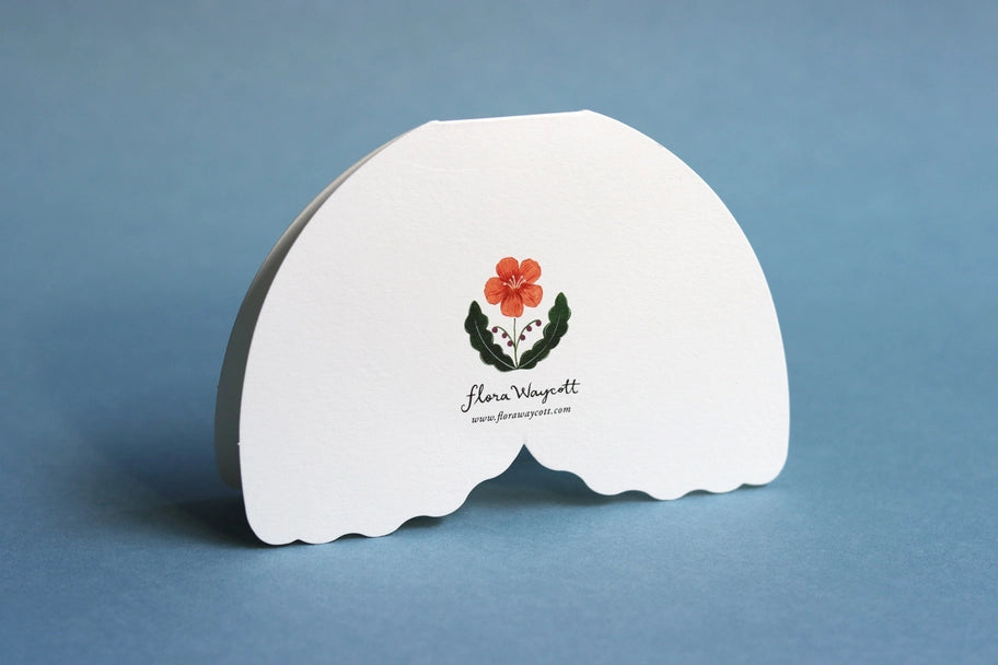 Floral Moth shaped card - Peach