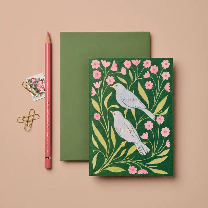 Lovebirds With Love Card