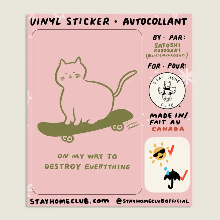S67 Sk8 Cat Vinyl Sticker