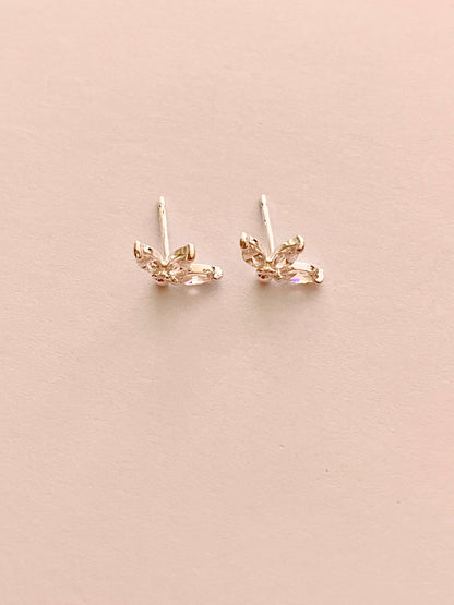3 Cz Petals Stud Sterling Silver Earrings