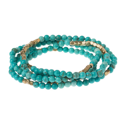 Stone Wrap Bracelet + Necklace Turquoise Gold - Stone Of The Sky
