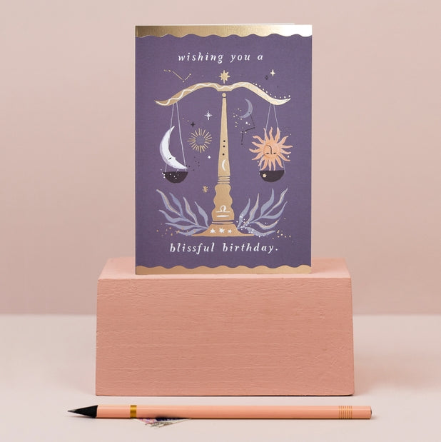 Libra Star Sign Scales Zodiac Birthday Card