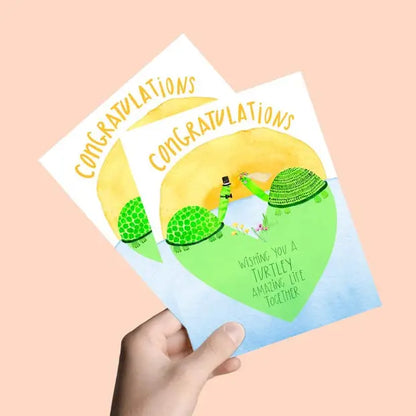 Turtles Bride and Groom Watercolor Wedding Card