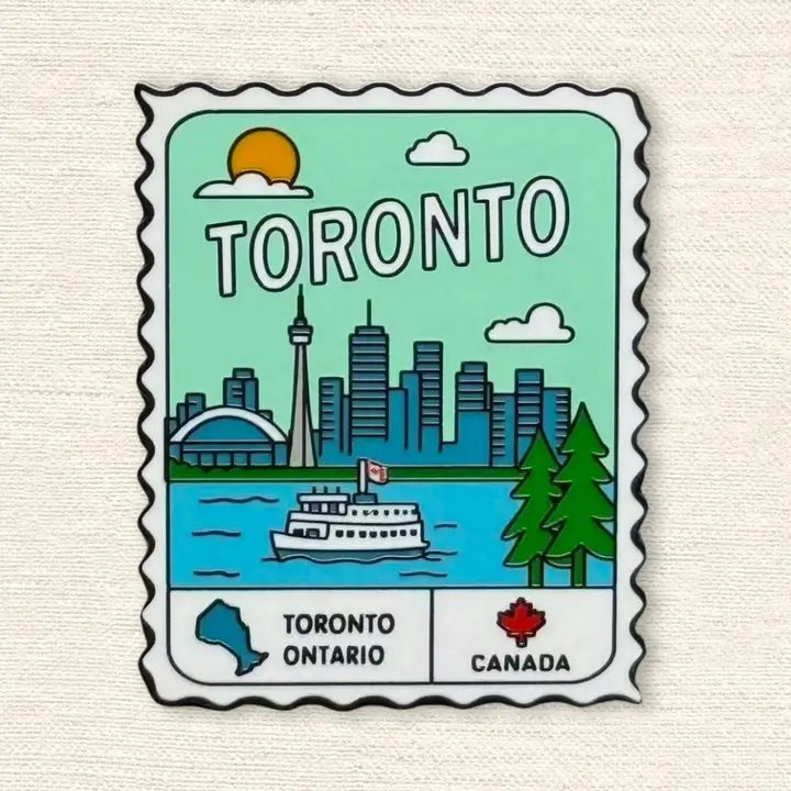 Toronto Ontario Vintage Postage Stamp Lapel Pin with Skyline & CN Tower