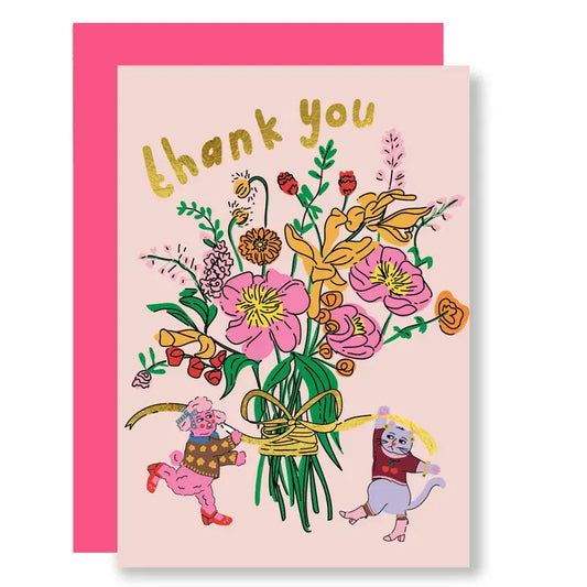 Bunch Of Flowers Gold Foil Thank You Card