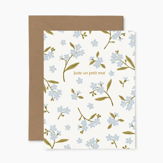 Fleurs Bleues "Juste Un Petit Mot" Greeting Card