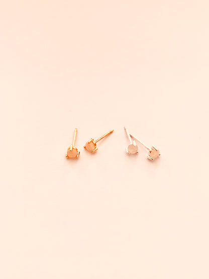 3mm Prong-Set Opal Stud Earrings