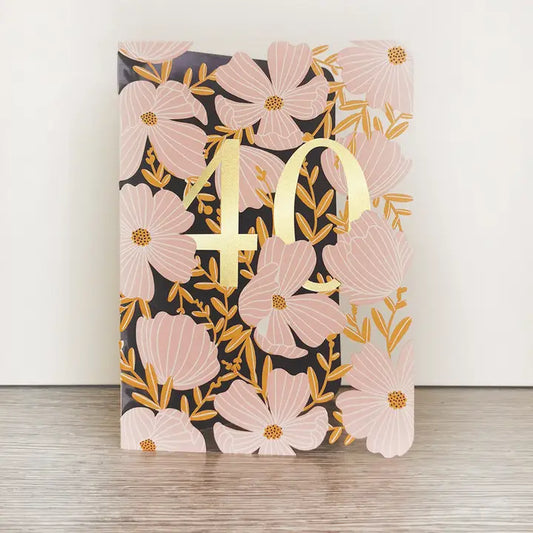 40th Floral Laser Cut Birthday Card