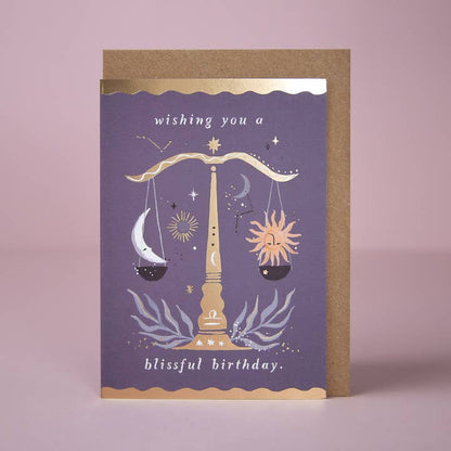 Libra Star Sign Scales Zodiac Birthday Card