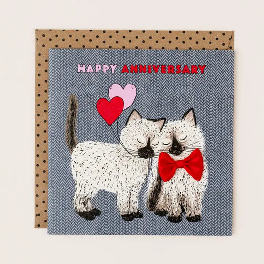 Cats Anniversary Card with Bow Card