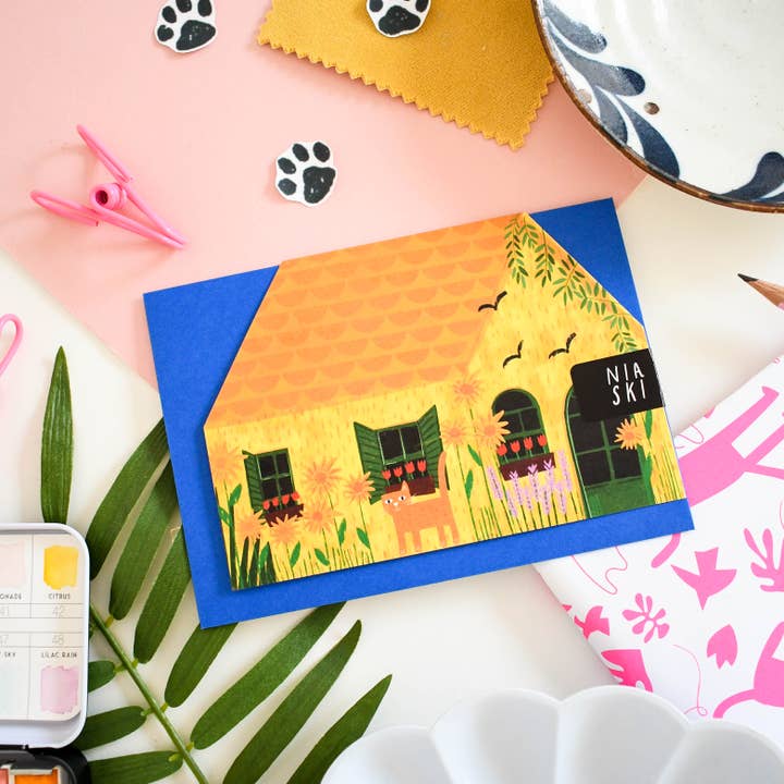 Vincat's Yellow House cut out house card