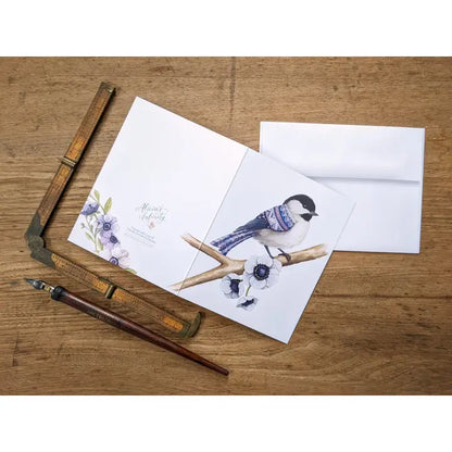 Chickadee With Patterned Feathers Card