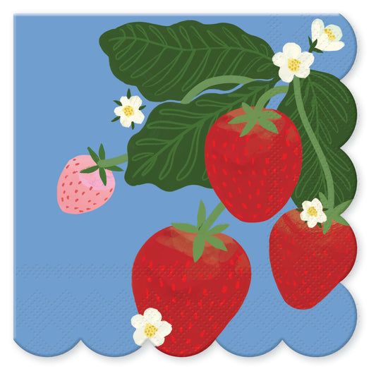 Fruit & Fleur Strawberries Beverage Napkin