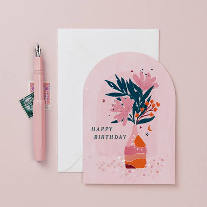 Floral Vase Birthday Card