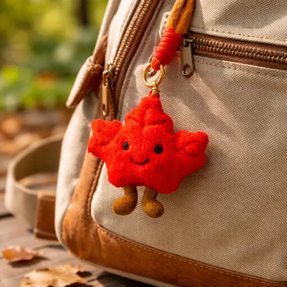 Cute Maple Leaf Plush Bag Charm Keychain