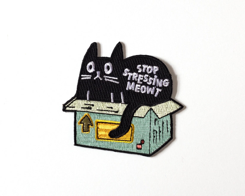 #120 Stop Stressing Meowt Cat Iron-On Patch