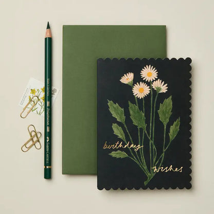 Botanical Daisy Birthday Wishes Card