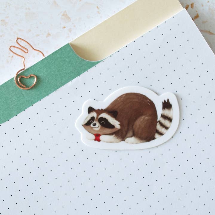 S46 Striped Raccoon Vinyl Sticker
