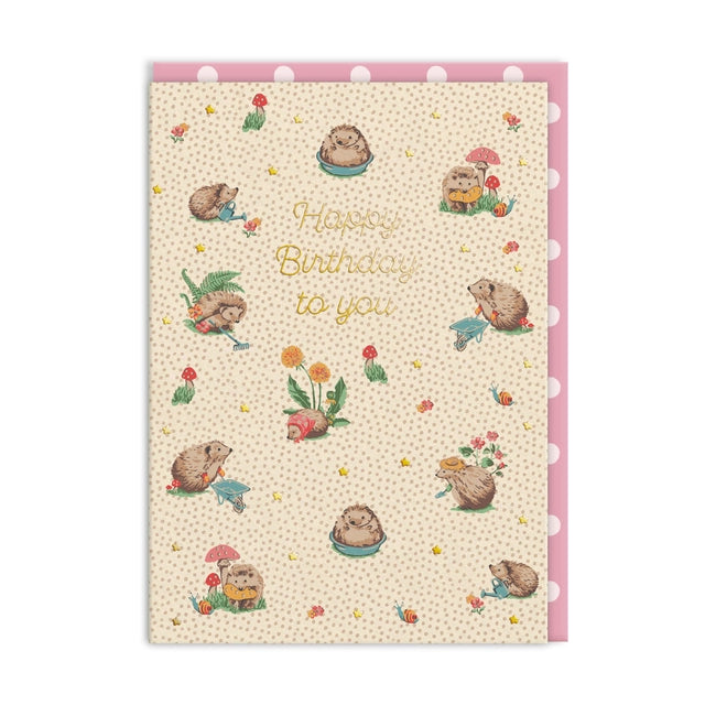 Hedgehogs Happy Birthday Card