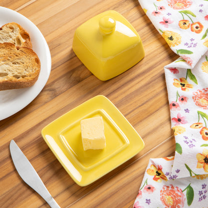 Square Lemon Yellow Butter Dish