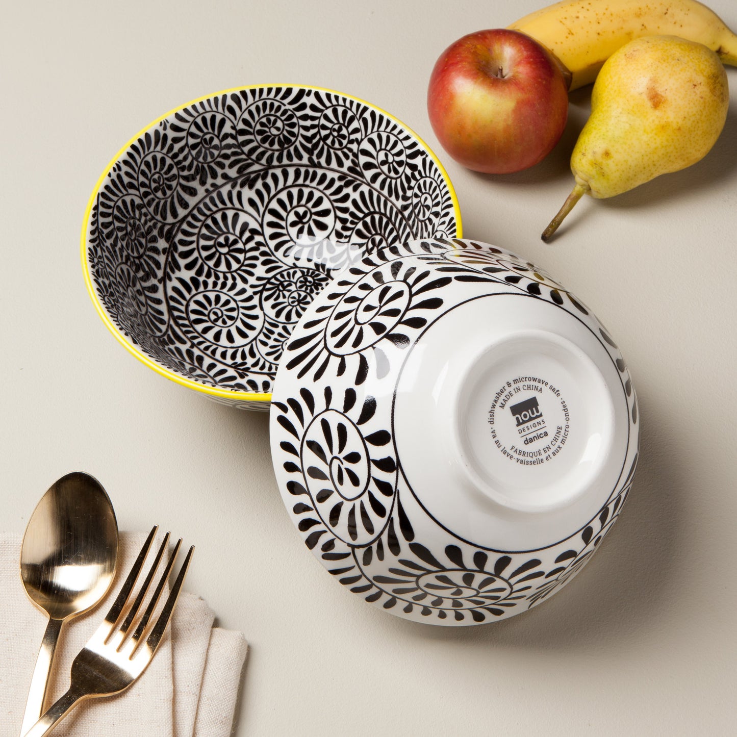 6" Stamped Bowl Black Vines