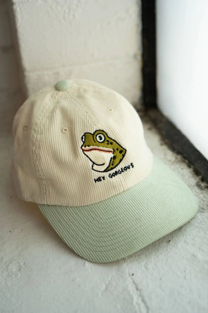 Hey Gorgeous Two-Tone Corduroy Dad Hat Embroidered Cord