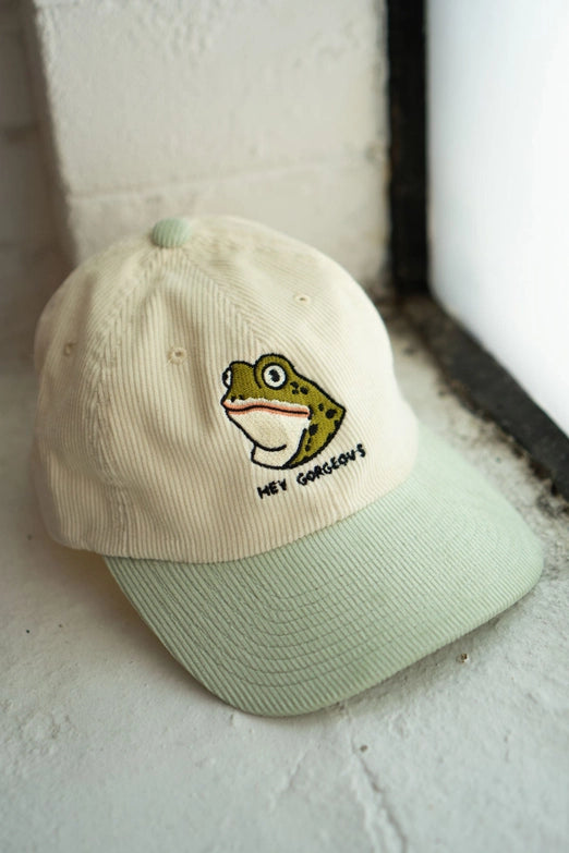 Hey Gorgeous Two-Tone Corduroy Dad Hat Embroidered Cord