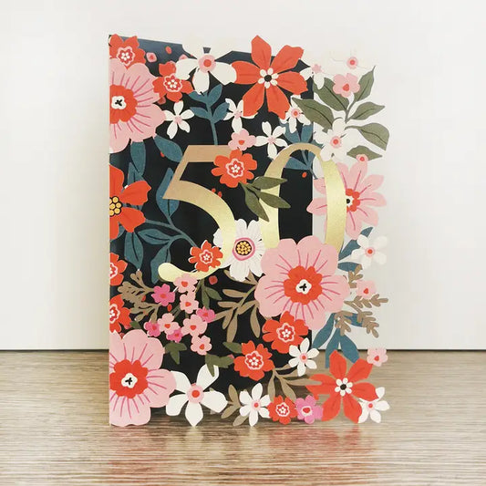 50th Floral Laser Cut Birthday Card