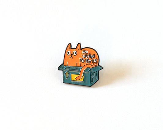 @70 Funny Cat in Box Enamel Pin