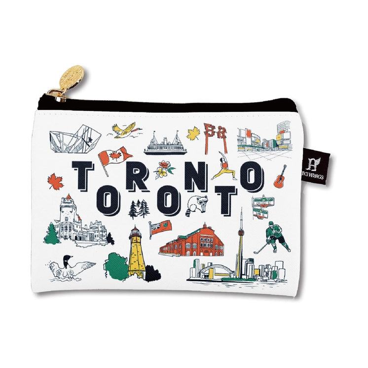 Toronto Small Pouch Bag - Illustrated Landmarks Zipper Pouch