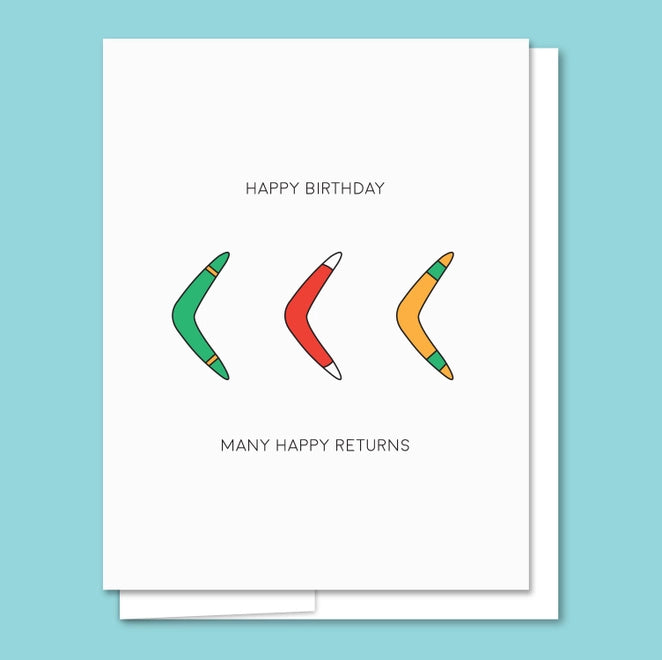 Boomerang Letterpress Birthday Card