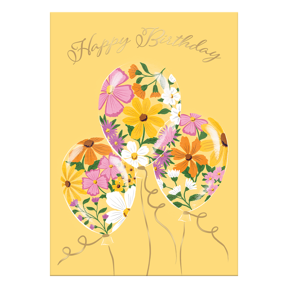 Birthday Floral Balloons Greeting Card