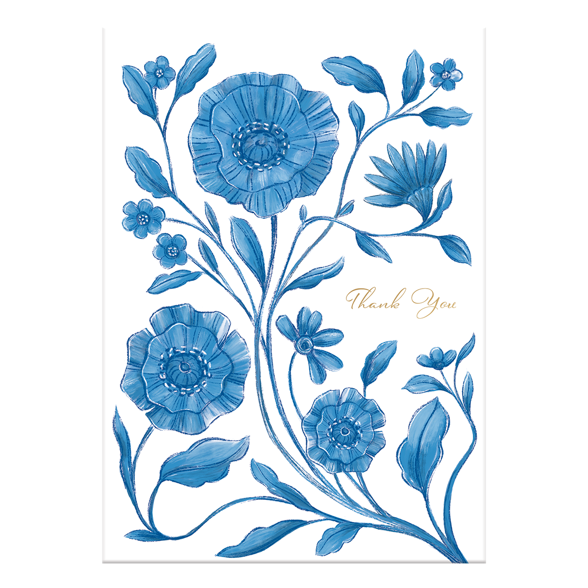 Thank You Blue Floral Greeting Card
