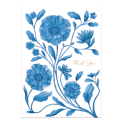 Thank You Blue Floral Greeting Card