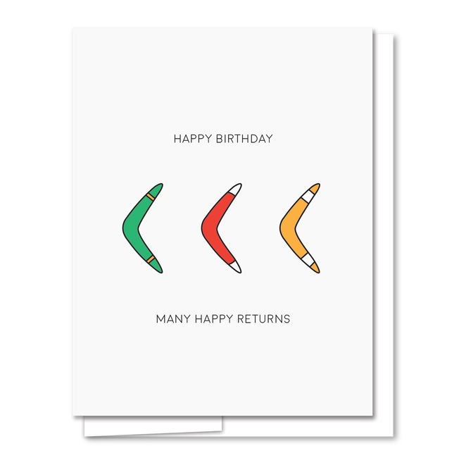 Boomerang Letterpress Birthday Card