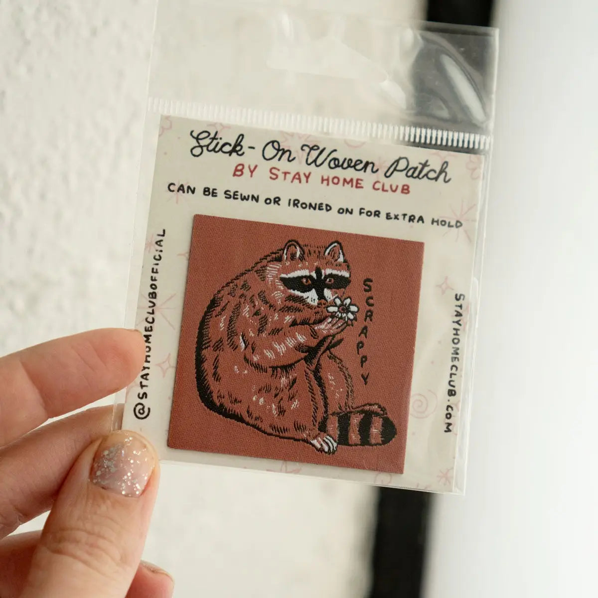 #44 Scrappy Raccoon Woven Sticky Patch