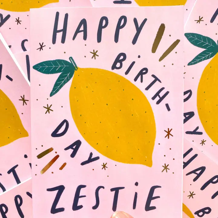 Happy Birthday Zestie Gold Foil Greetings Card