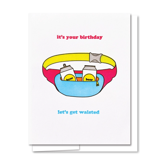 Fanny Pack Card Letterpress Birthday Card