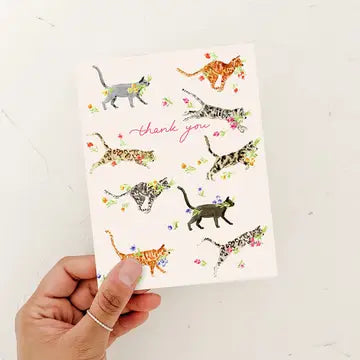 Thank you Cat Florals Card