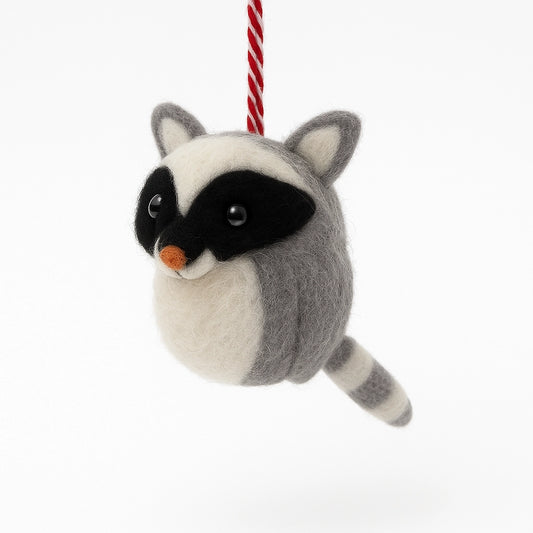 F42 - Felt Raccoon Ornament, Gray/White