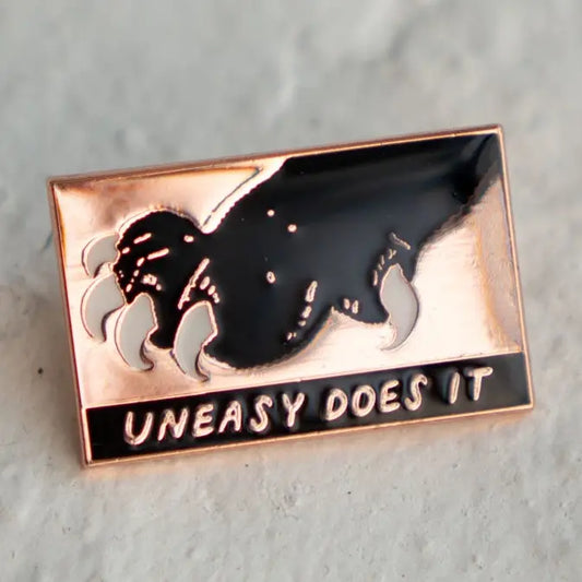@9 Uneasy Does It Pin Black Cat Claws Lapel Pin