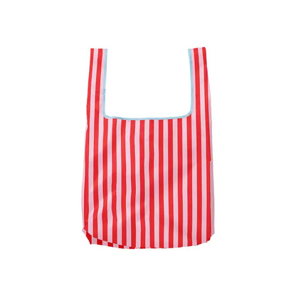 Pink & Red Stripes Foldable Nylon Tote