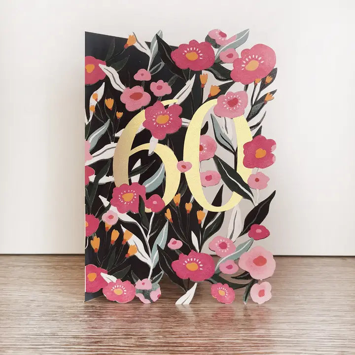 60th Floral Laser Cut Birthday Card