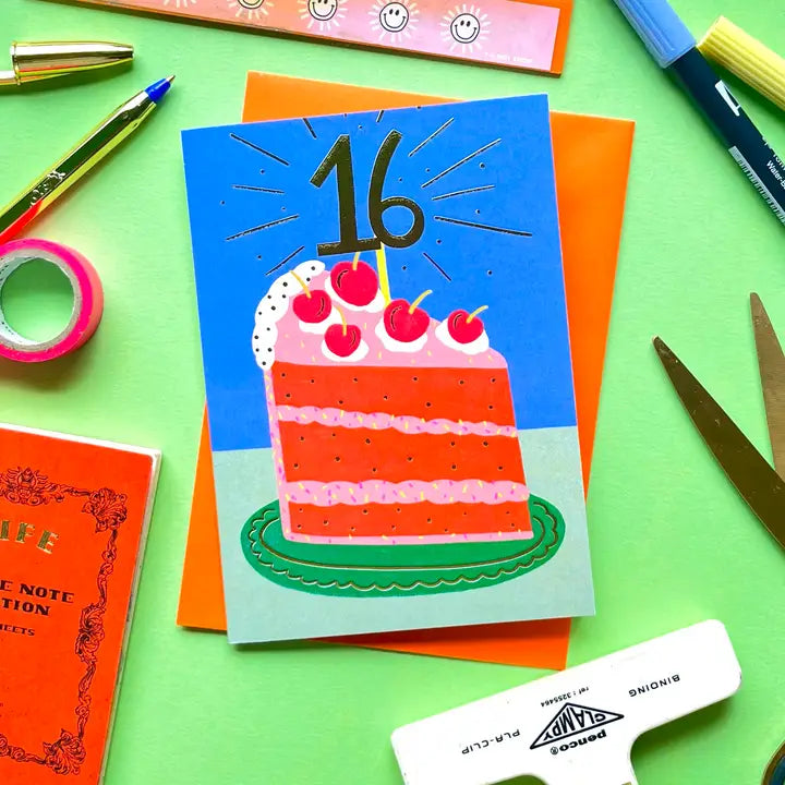 16th Birthday Cake Card