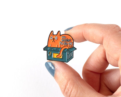 @70 Funny Cat in Box Enamel Pin